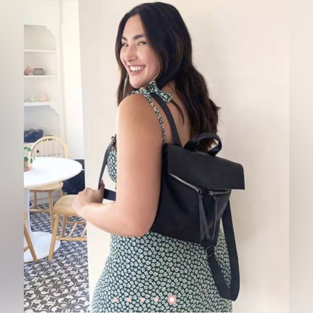 Botkier New York Trigger Black Nylon Faux Leather Mini Backpack MSRP $190